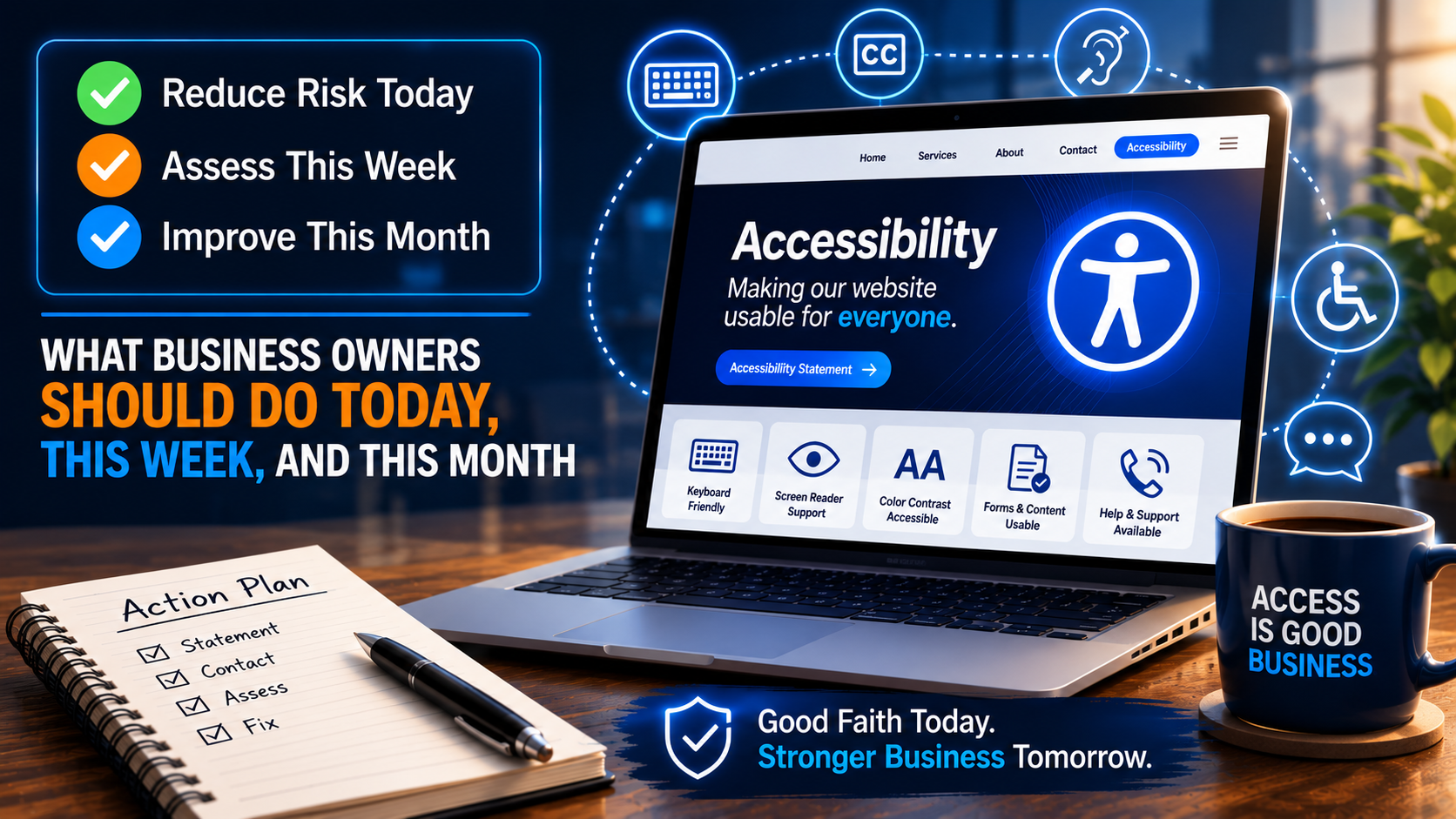 Accessibility Risk Triage: What Business Owners Should Do Today, This Week, and This Month